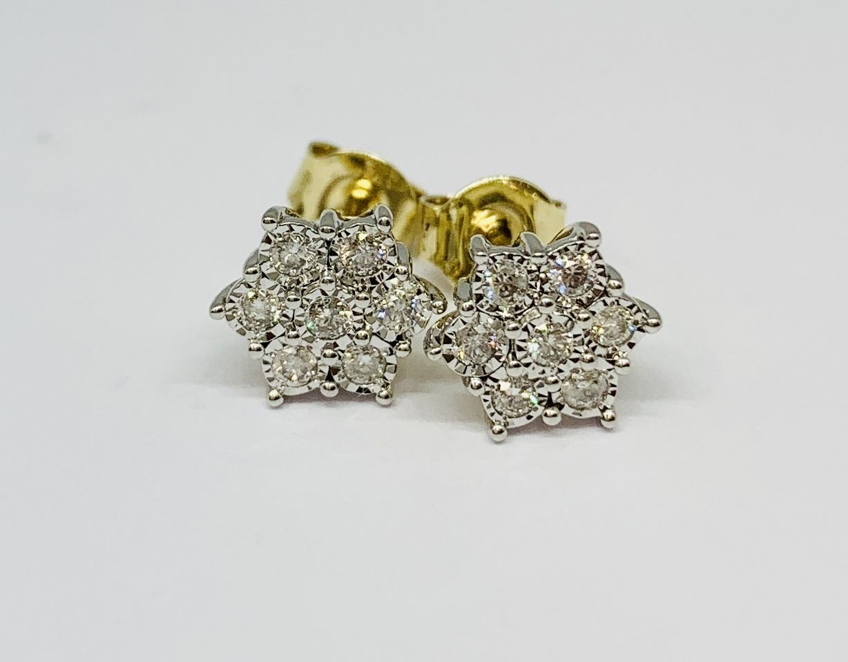 Custer .25pts Diamond Earrings, 9ct Yellow Gold | Smiths the Jewellers ...